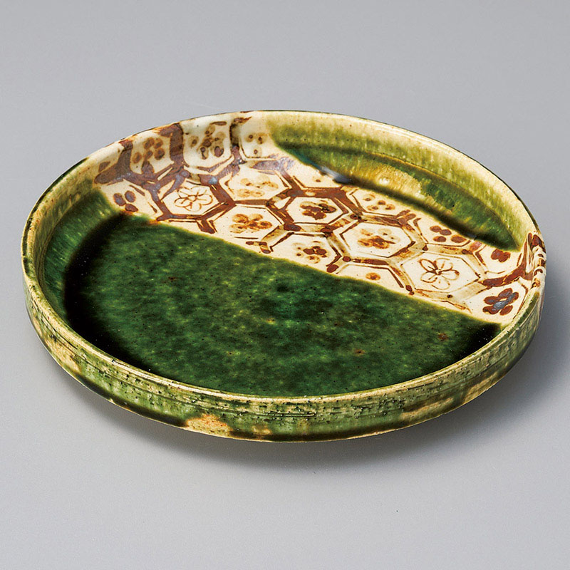 山万 21403-510 織部亀甲切立和皿 1個(ご注文単位1個)【直送品】