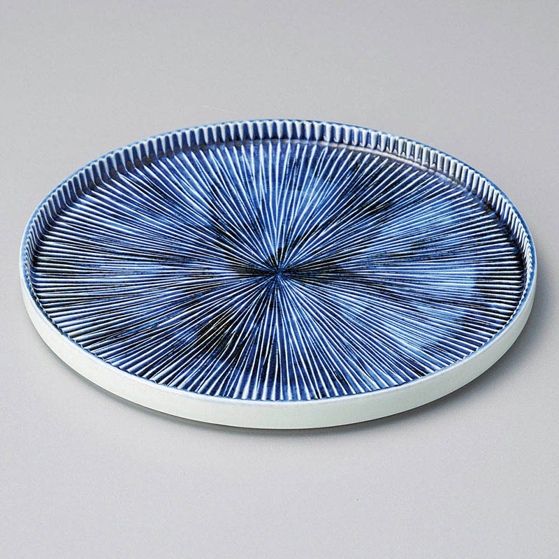 山万 21414-140 呉須濃しのぎ6寸皿 1個(ご注文単位1個)【直送品】