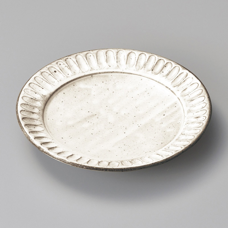 山万 21615-100 粉引しのぎ7寸皿 1個(ご注文単位1個)【直送品】