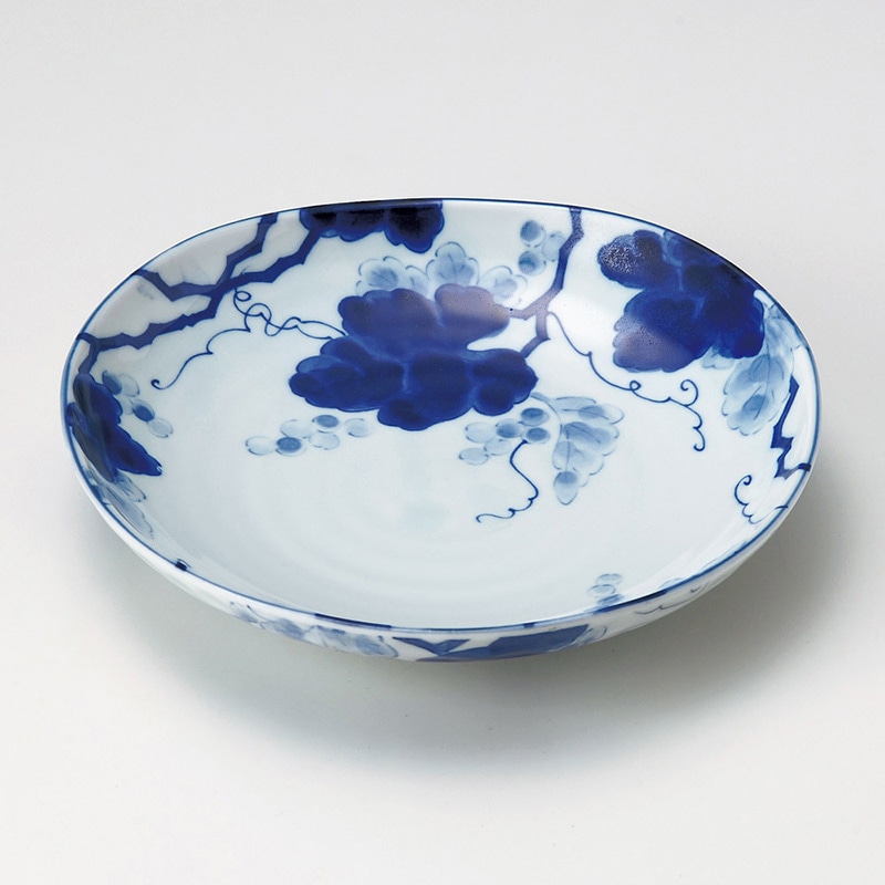 山万 21805-170 藍染ぶどう三角6.0皿  1個（ご注文単位1個）【直送品】