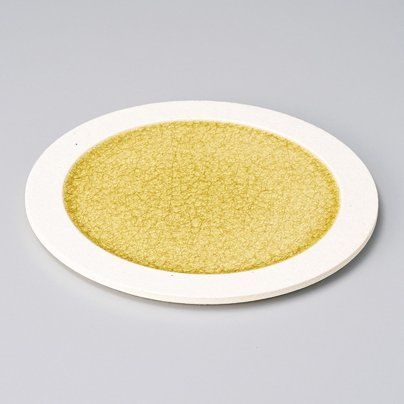 山万 21425-570 クリアクリスタル黄22cm丸皿 1個（ご注文単位1個）【直送品】