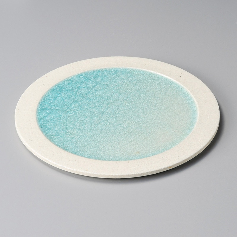 山万 21423-570 クリアクリスタル青22cm丸皿 1個（ご注文単位1個）【直送品】