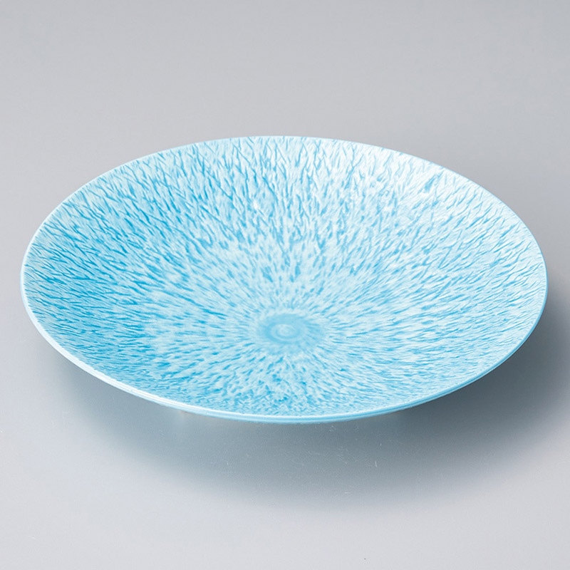 山万 21501-250 水色トチリ大丸皿  1個（ご注文単位1個）【直送品】