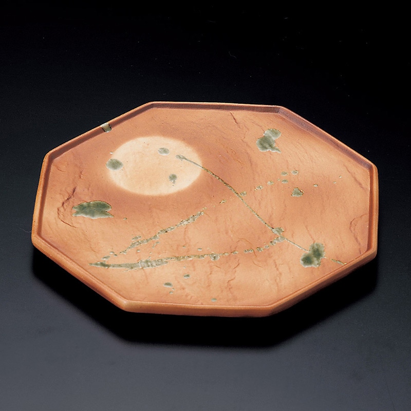 山万 21528-130 焼〆満月八角前菜皿  1個（ご注文単位1個）【直送品】