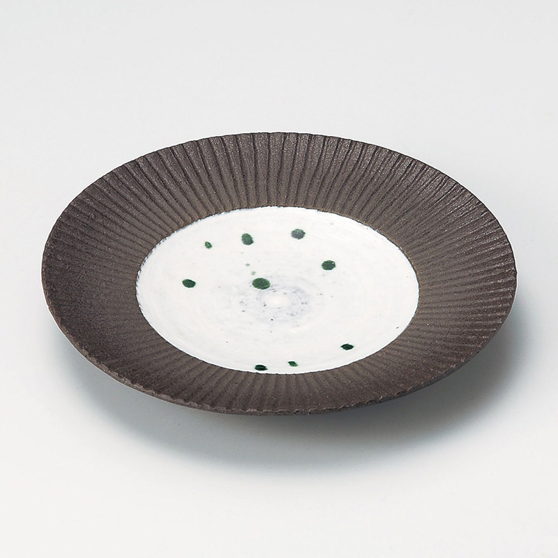 山万 21524-140 炭化土織部とばし7.5皿  1個（ご注文単位1個）【直送品】