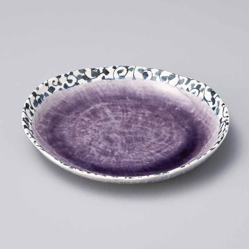 山万 22119-510 唐草バイオレット和皿  1個（ご注文単位1個）【直送品】