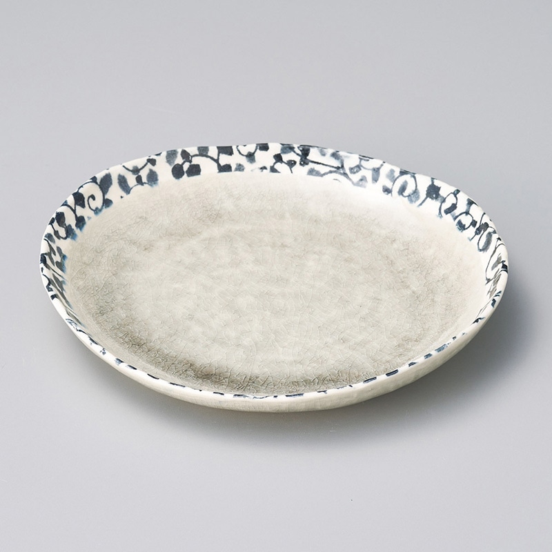 山万 22121-510 唐草グレー和皿  1個（ご注文単位1個）【直送品】