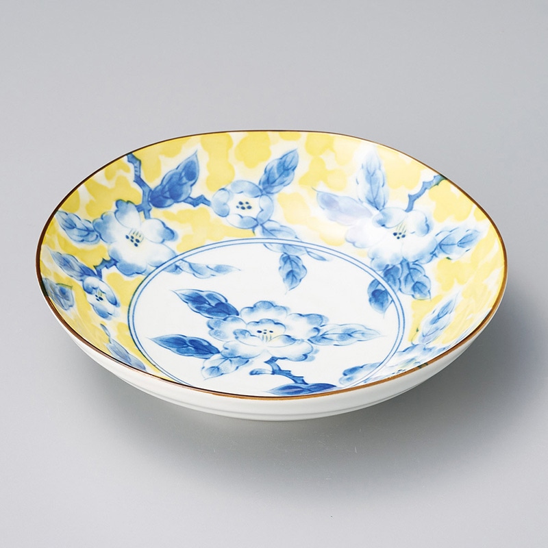 山万 21807-310 黄彩花紋六兵6.8深皿  1個（ご注文単位1個）【直送品】