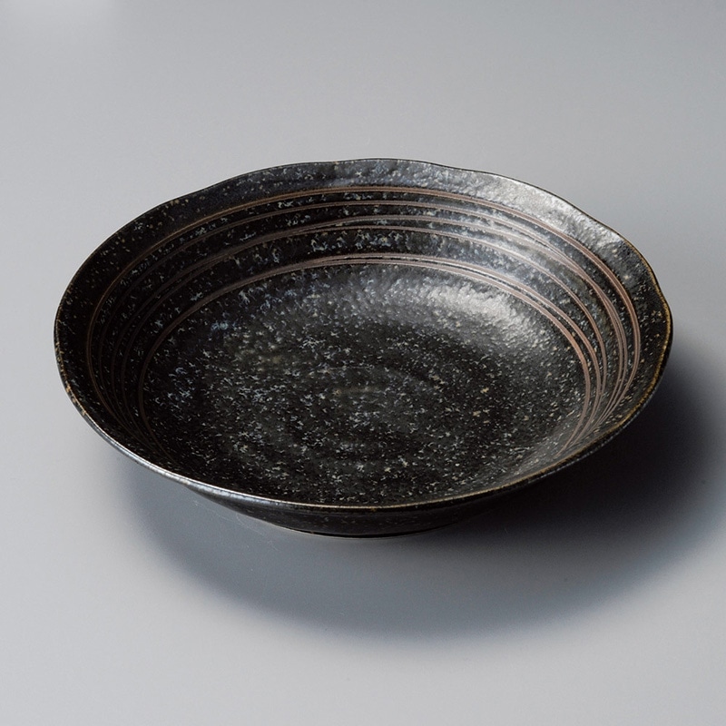 山万 21806-190 黒イラボらいん7.0深皿  1個（ご注文単位1個）【直送品】