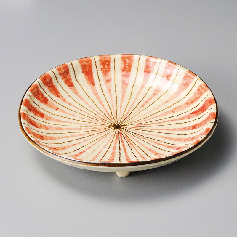 山万 21503-250 赤十草3つ足7.0皿  1個（ご注文単位1個）【直送品】