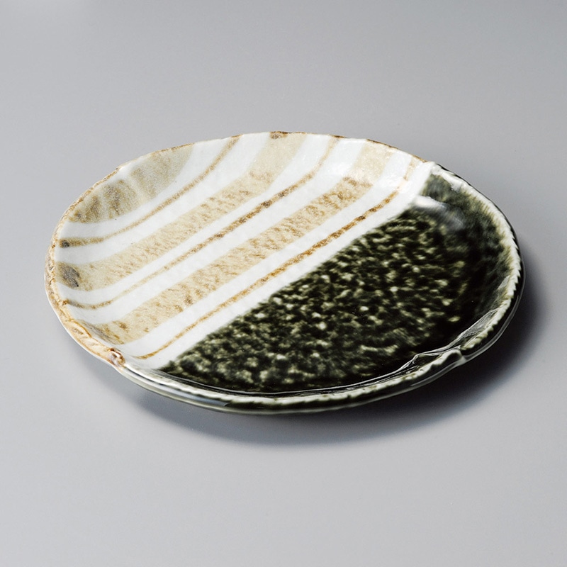 山万 21622-550 織部ストライプ6.0丸皿  1個（ご注文単位1個）【直送品】