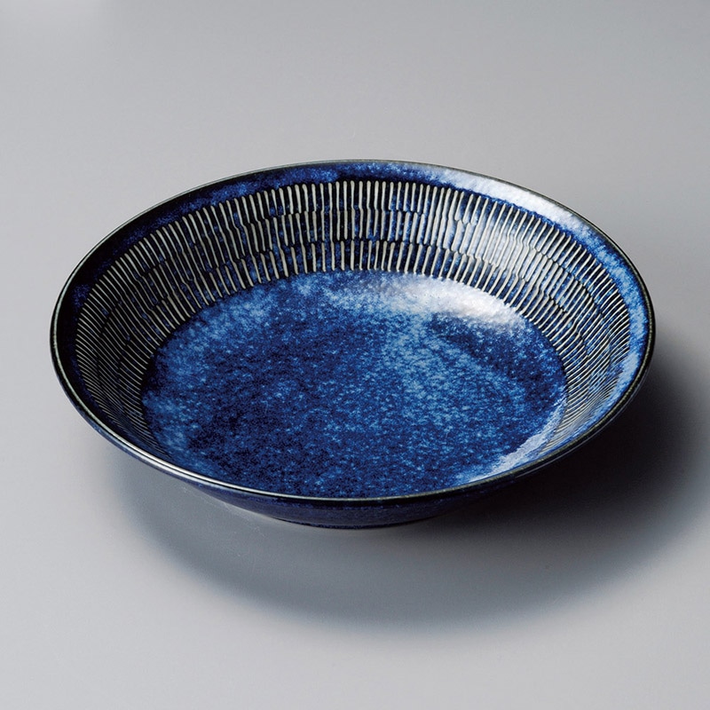 山万 21815-190 窯変紺トチリ21.5c深プレー 1個（ご注文単位1個）【直送品】