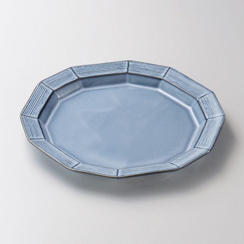 山万 21618-450 青カスミ12角7寸皿  1個（ご注文単位1個）【直送品】