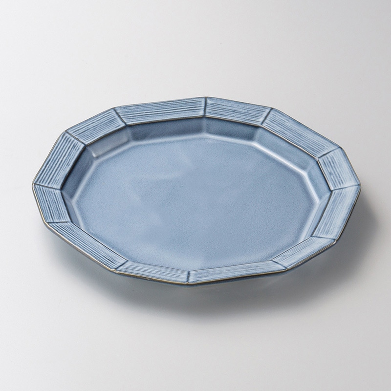 山万 21619-450 青カスミ12角銘々皿  1個（ご注文単位1個）【直送品】