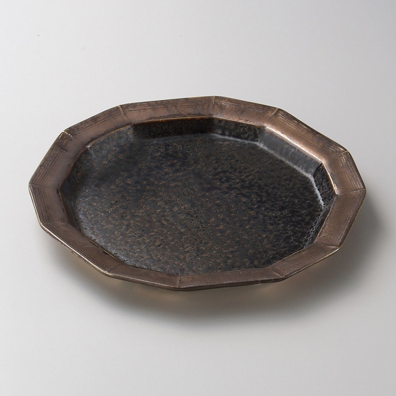 山万 21616-450 孔雀金流し12角7寸皿  1個（ご注文単位1個）【直送品】