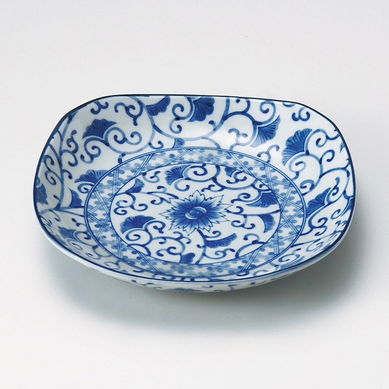 山万 21722-190 藍彩四角7.5皿  1個（ご注文単位1個）【直送品】