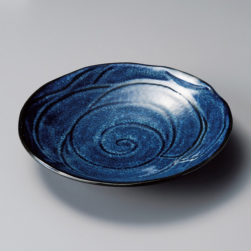 山万 21917-100 花紺土風型70深皿  1個（ご注文単位1個）【直送品】