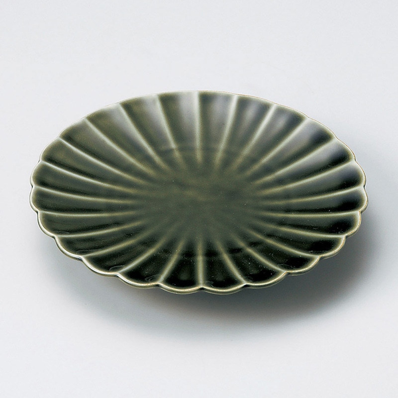 山万 22009-580 織部菊型天皿  1個（ご注文単位1個）【直送品】