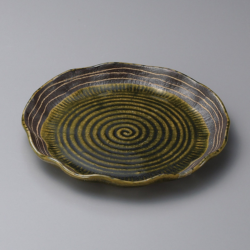 山万 22107-570 織部ライン波型7.0皿  1個（ご注文単位1個）【直送品】