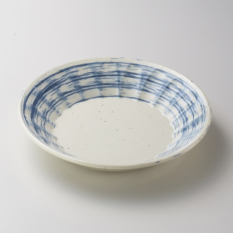 山万 22401-190 しのぎ型青刷毛目 6.0深皿 1個（ご注文単位1個）【直送品】