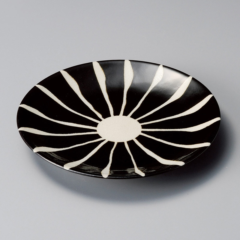 山万 22106-460 黒十草19cm丸皿  1個（ご注文単位1個）【直送品】