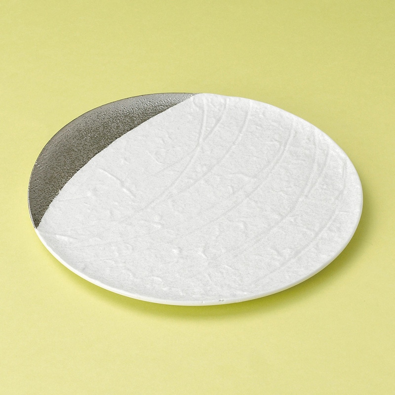 山万 22012-170 白結晶プラチナ満月皿  1個（ご注文単位1個）【直送品】