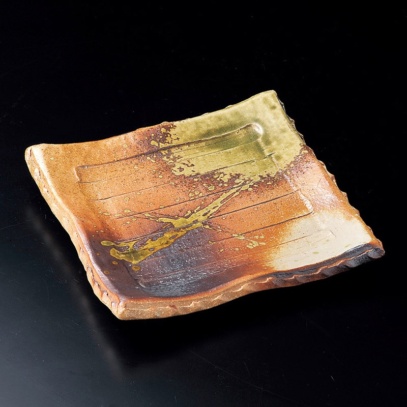 山万 22602-660 古信楽8.0足付正角皿(信楽焼 1個（ご注文単位1個）【直送品】