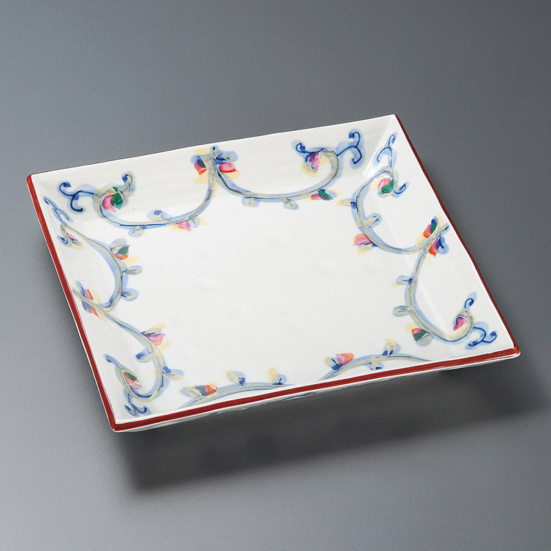 山万 22607-450 染付唐草角 盛皿 1個（ご注文単位1個）【直送品】