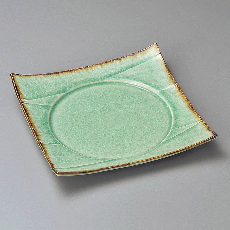 山万 22610-550 ビードロ灰釉渕錆6.0寸四方皿 1個（ご注文単位1個）【直送品】