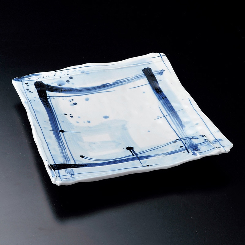 山万 18709-170 呉須格子長角9.5皿  1個（ご注文単位1個）【直送品】