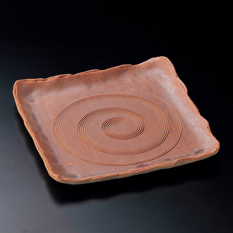 山万 22720-660 火色8.0正角皿(信楽焼)  1個（ご注文単位1個）【直送品】