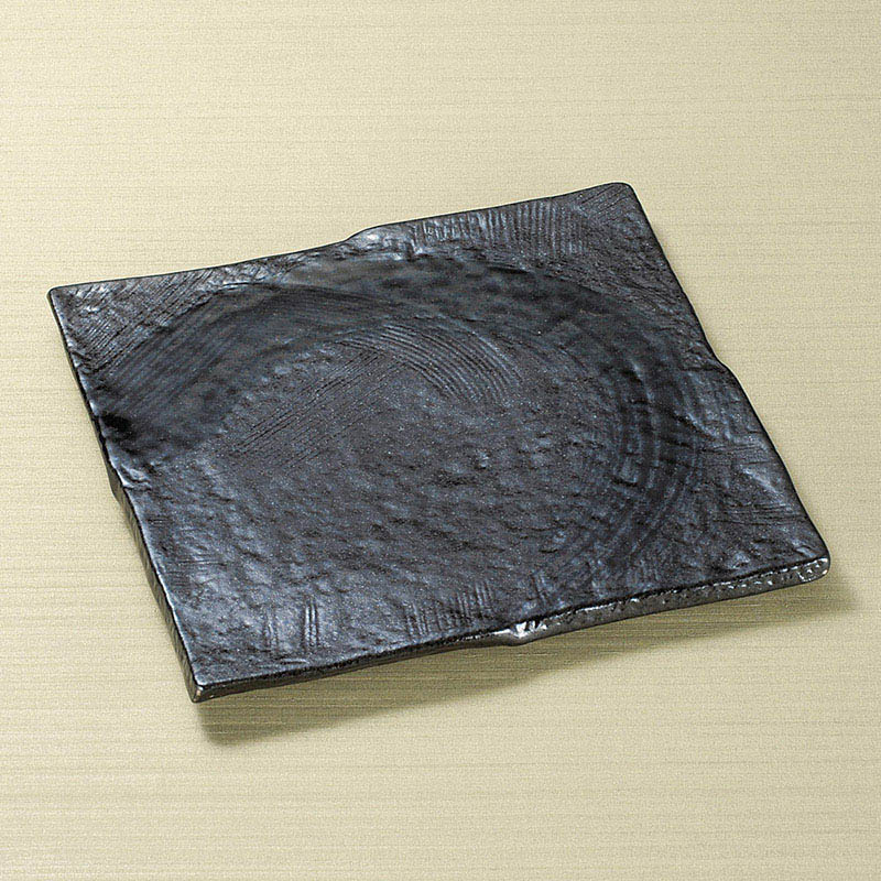 山万 22621-310 ゴーカイ黒(大)正角皿  1個（ご注文単位1個）【直送品】