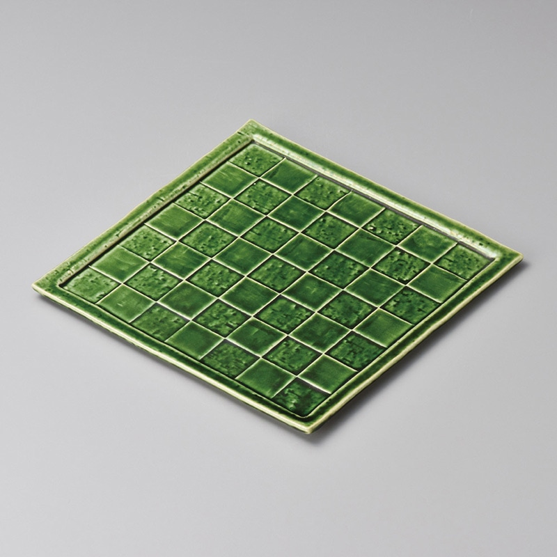 山万 22616-570 織部市松8.0スクエア皿  1個（ご注文単位1個）【直送品】