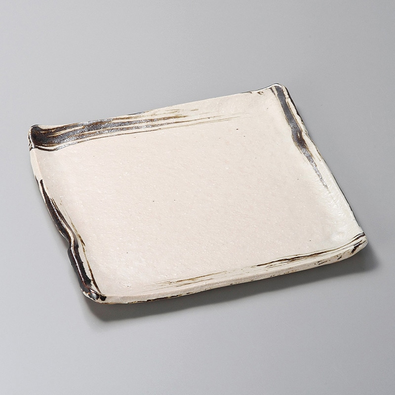 山万 22801-660 鉄刷毛目8.0正角皿(信楽焼) 1個（ご注文単位1個）【直送品】