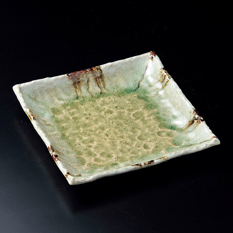 山万 22909-640 砂ビードロ8号正角皿(萬古焼) 1個（ご注文単位1個）【直送品】