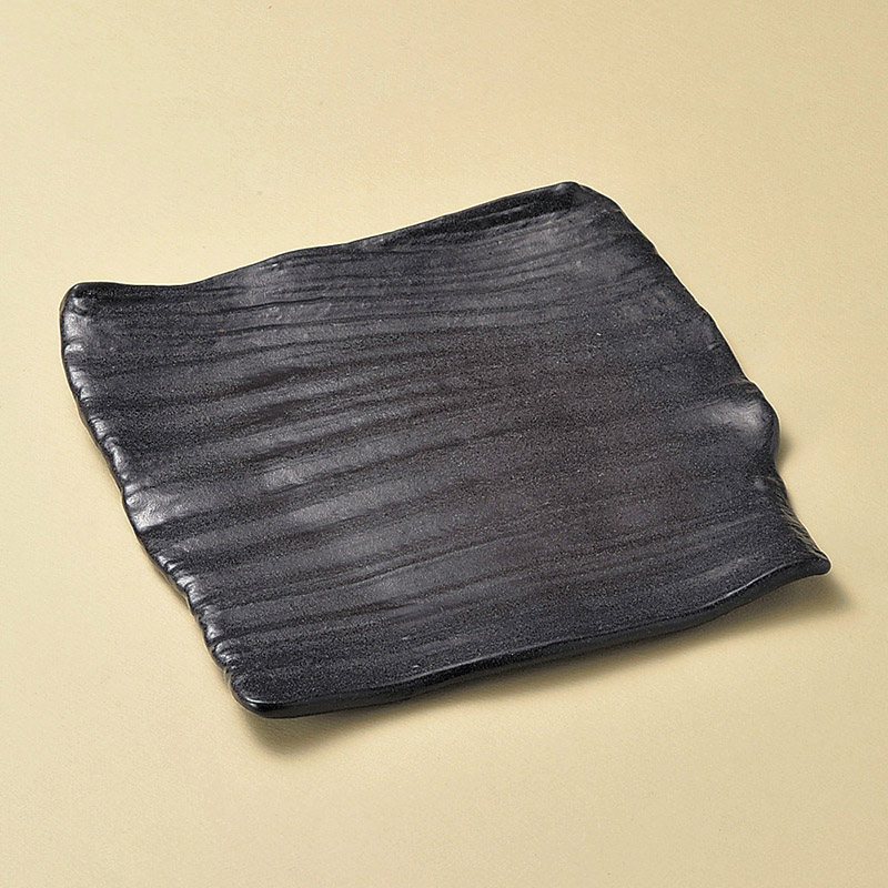 山万 22906-650 黒いぶし8号角皿(萬古焼)  1個（ご注文単位1個）【直送品】