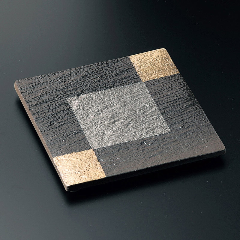 山万 23007-460 金銀彩四つ足正角皿(大)  1個（ご注文単位1個）【直送品】