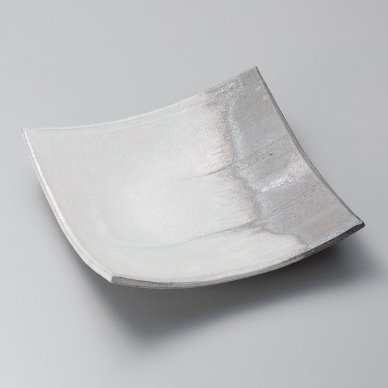 山万 23022-660 灰釉粉引そり7.3正角皿大  1個（ご注文単位1個）【直送品】