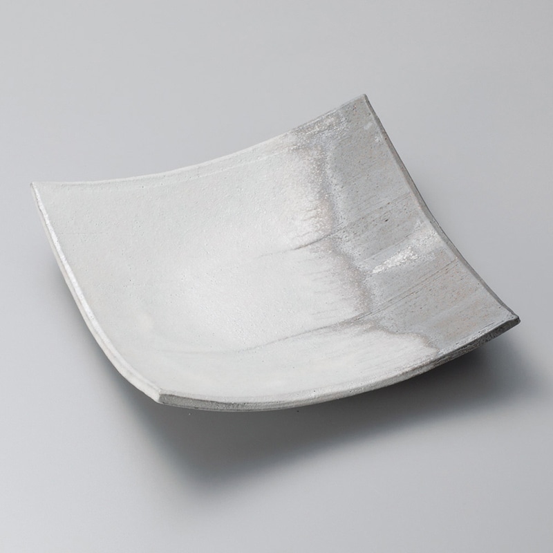 山万 23023-660 灰釉粉引そり6.3正角皿小  1個（ご注文単位1個）【直送品】