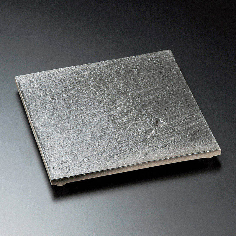 山万 23027-460 黒陶石目四つ足正角皿(大)  1個（ご注文単位1個）【直送品】