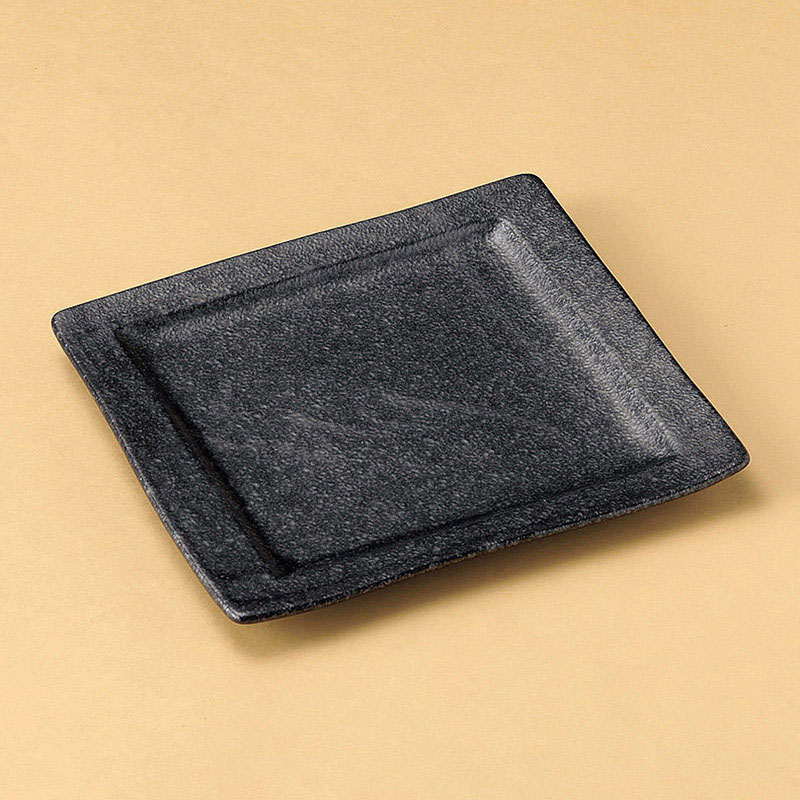 山万 22824-190 銀黒角中皿  1個（ご注文単位1個）【直送品】