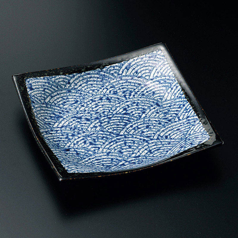 山万 22920-170 青海波正角7.5皿  1個（ご注文単位1個）【直送品】