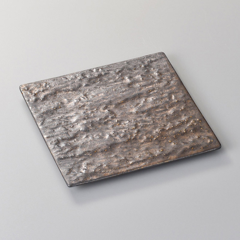 山万 23217-250 石肌金結晶正角20cm皿  1個（ご注文単位1個）【直送品】