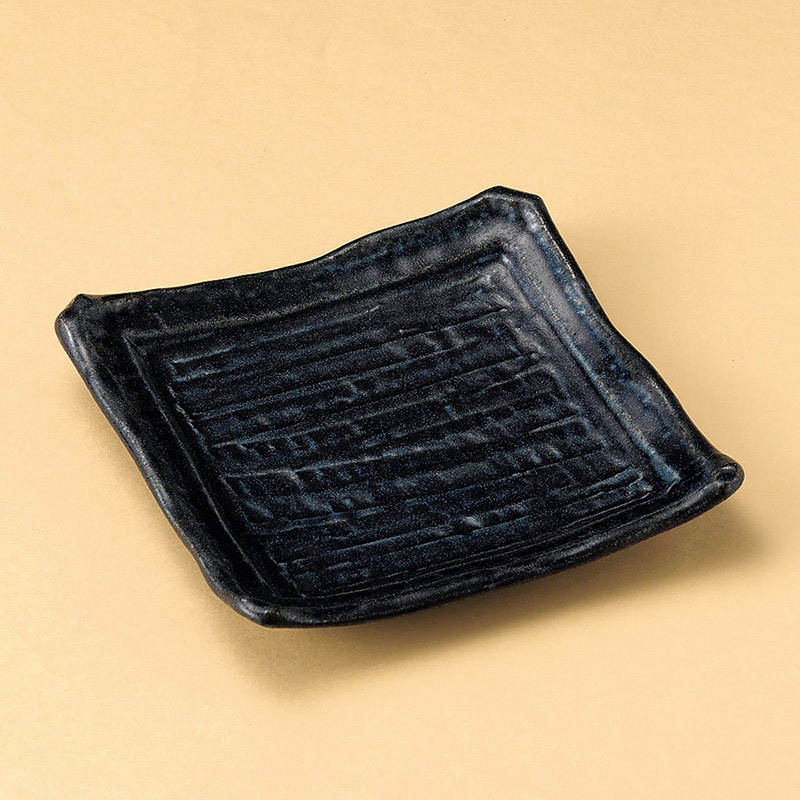 山万 23219-140 ブルーそぎ正角皿  1個（ご注文単位1個）【直送品】