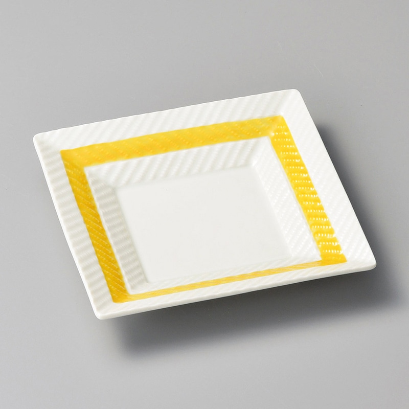 山万 23119-470 黄帯松島正角皿  1個（ご注文単位1個）【直送品】