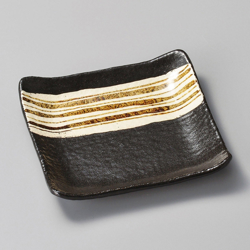 山万 23228-580 ゆず黒錆十草正角前菜皿  1個（ご注文単位1個）【直送品】