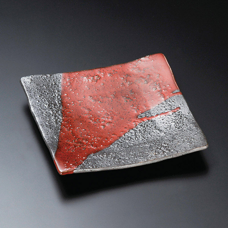 山万 23301-460 朱流し正角皿  1個（ご注文単位1個）【直送品】