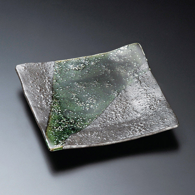 山万 23304-450 黒柚子織部流華前菜皿  1個（ご注文単位1個）【直送品】