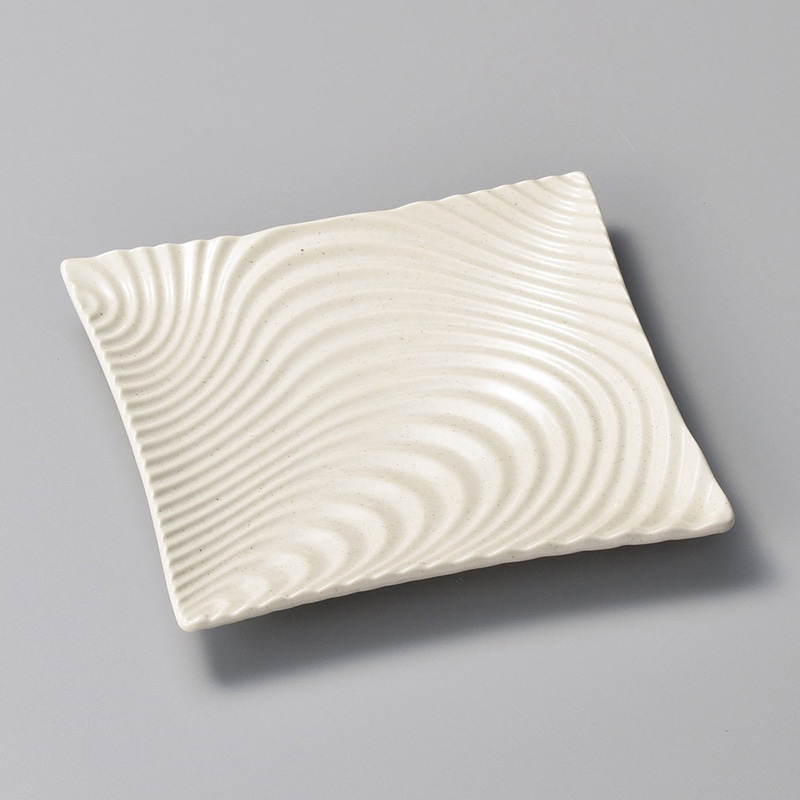 山万 23311-130 粉引釉風紋正角皿(大)  1個（ご注文単位1個）【直送品】