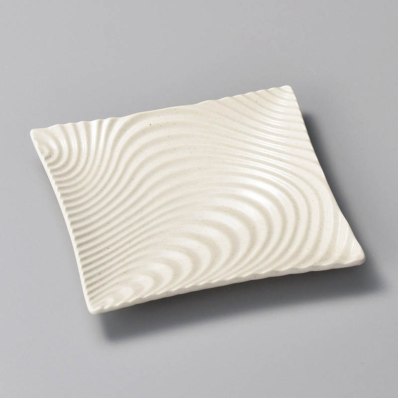 山万 23312-130 粉引釉風紋正角皿(小)  1個（ご注文単位1個）【直送品】